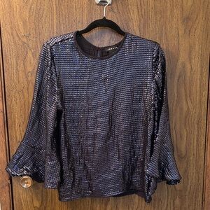 Trouve Black Sequin Blouse